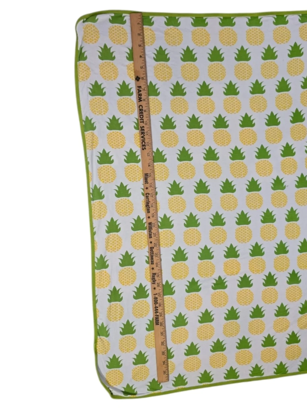 Kickee Pants Yellow Pineapple Print Baby Blanket with Green Trim Lightweight